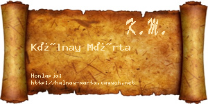 Kálnay Márta névjegykártya